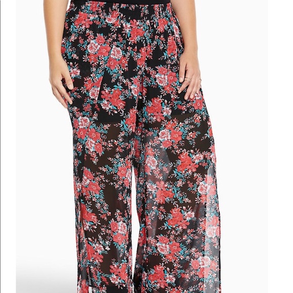 Floral Chiffon Pants - Picture 1 of 4